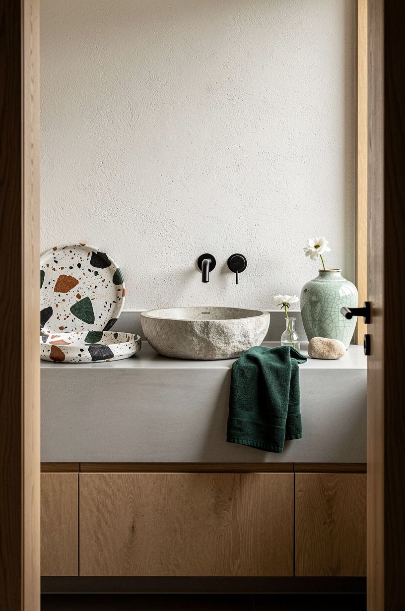 I Set A Stone Vessel Sink On Microcement
