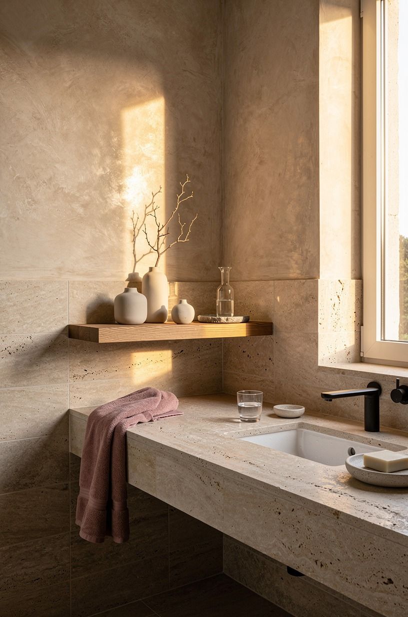 Limewash the walls to echo the stone's undertone