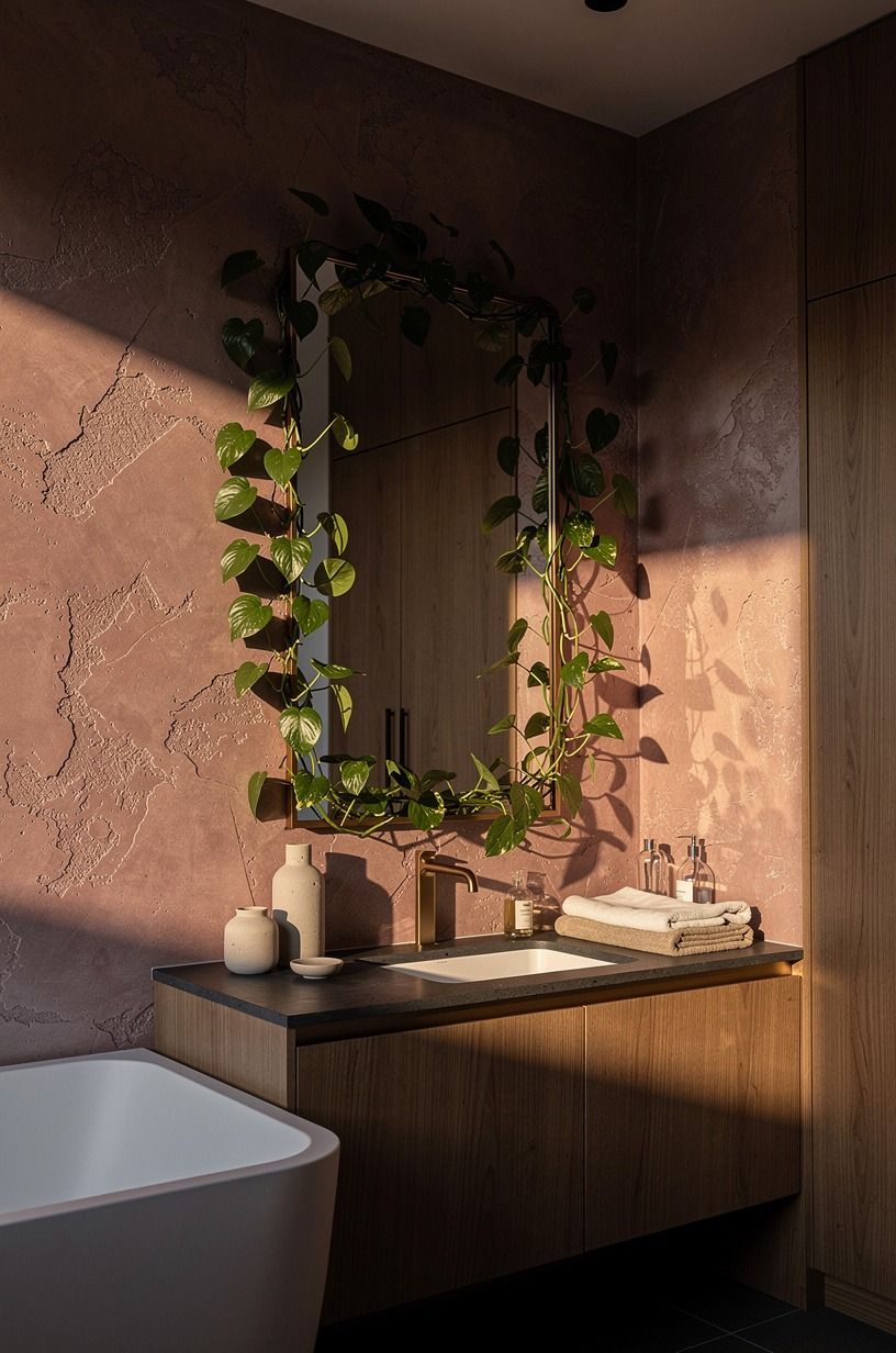 Frame the mirror with trailing satin pothos