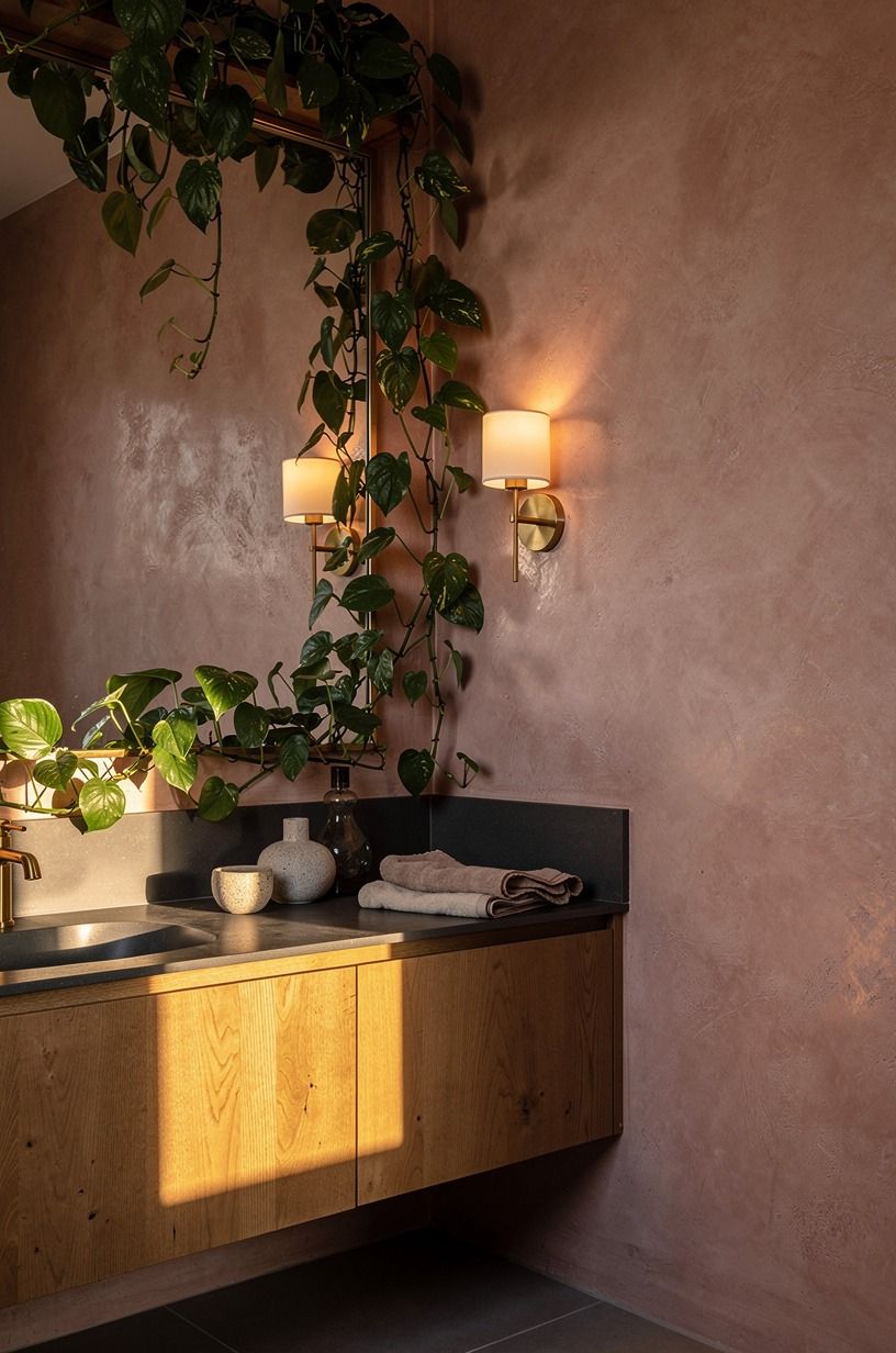Frame the vanity with trailing philodendron
