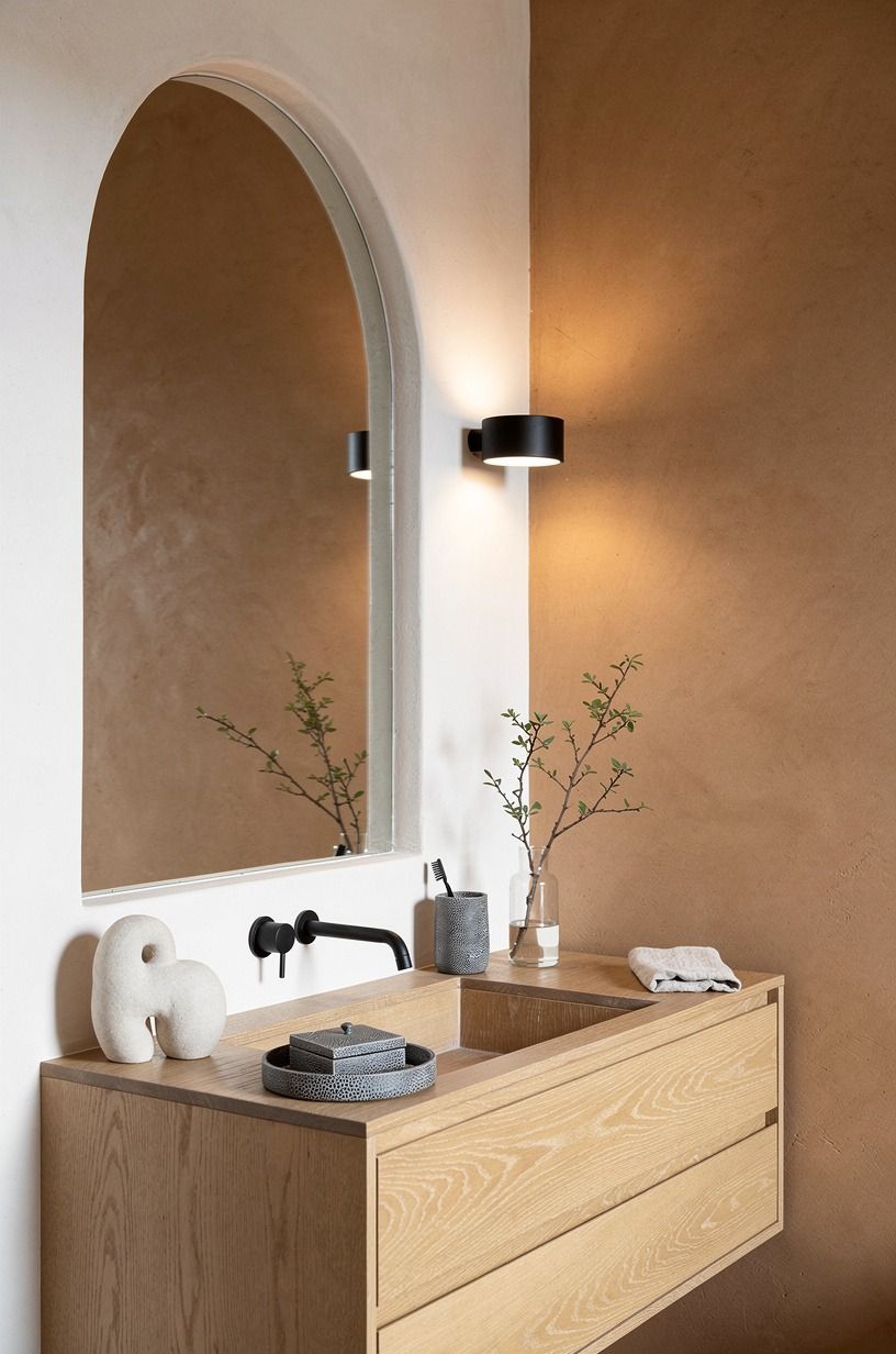 Frame the mirror with a plastered arch (The Soft Portal Effect)