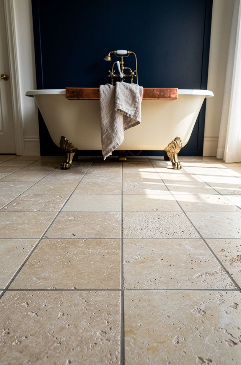 Keep grout lines thin and warm gray