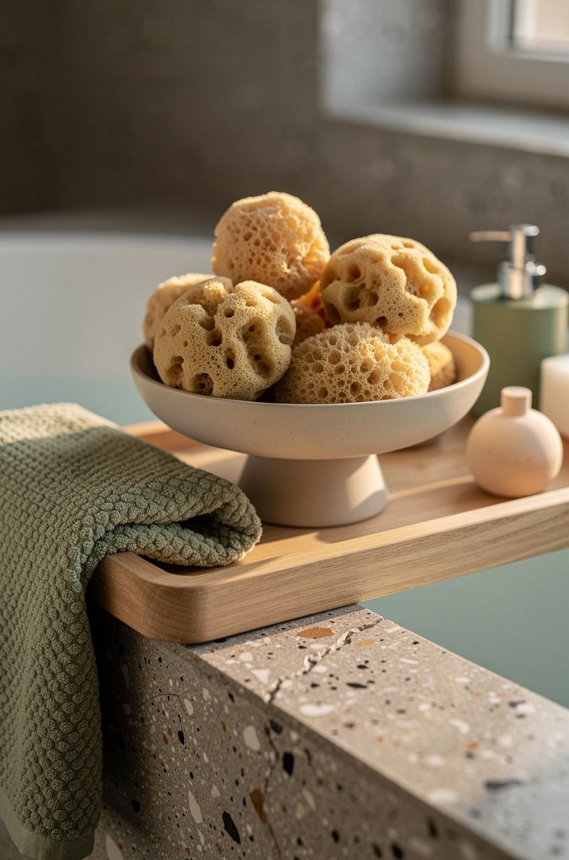 Style sea sponges in a footed bowl
