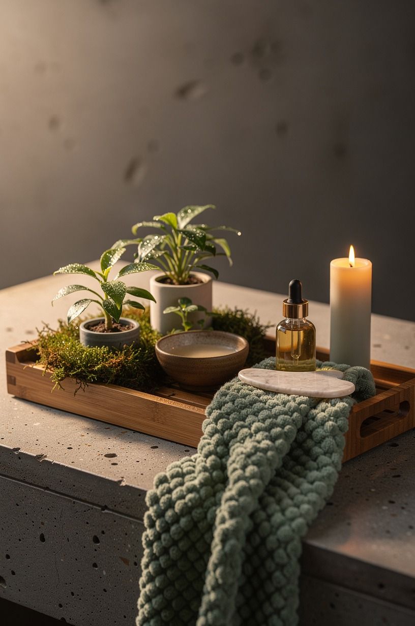 Build a spa tray with mossy accents