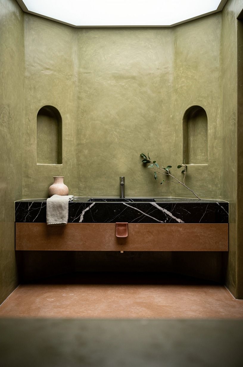 Use olive tadelakt for a spa mood