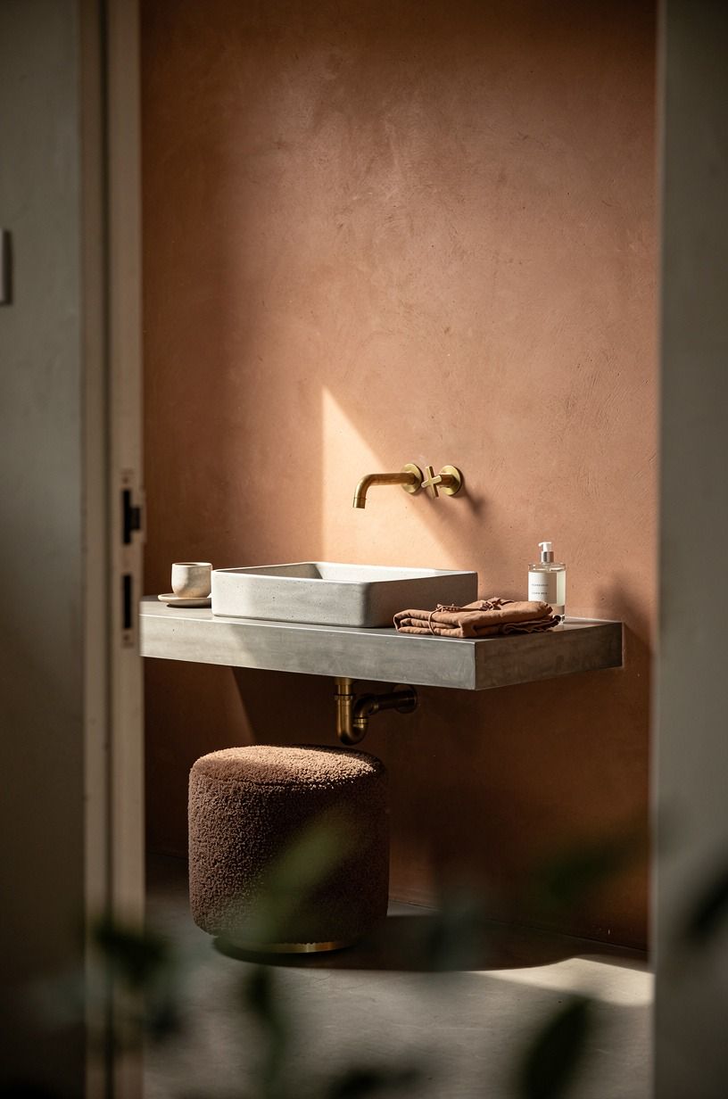Build a floating microcement sink shelf