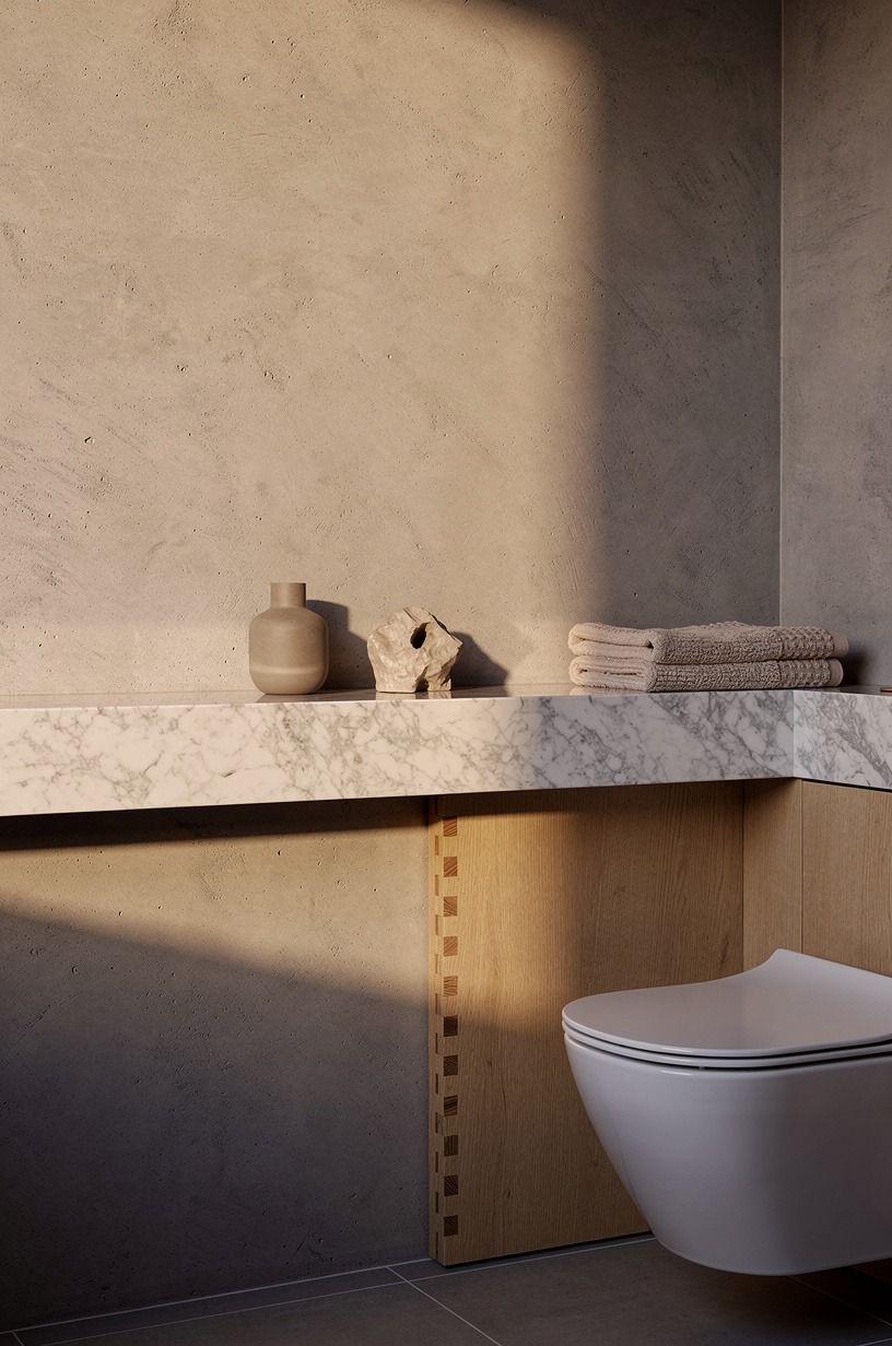Wrap the toilet wall in cement finish