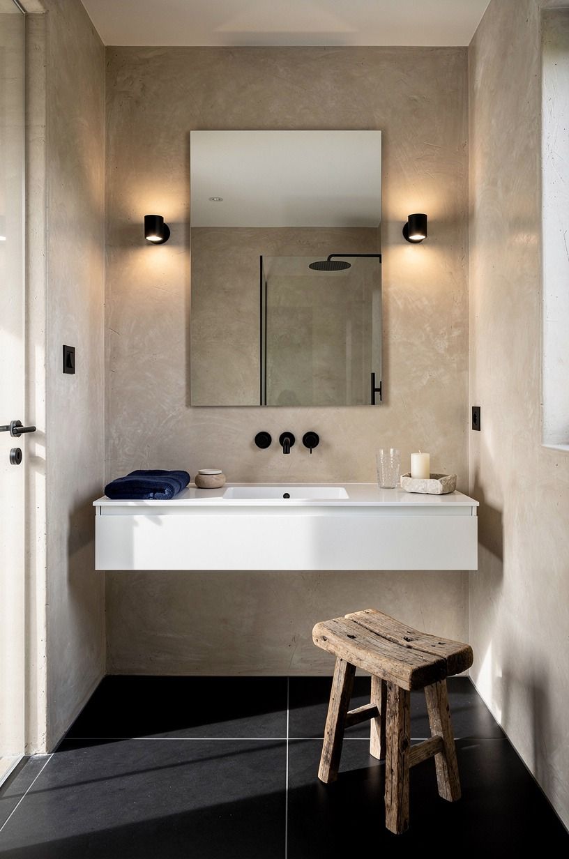 Farrow & Ball Drop Cloth No.283 against black tile