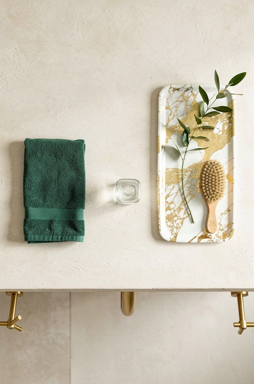 Carry limewash around the mirror ledge wall