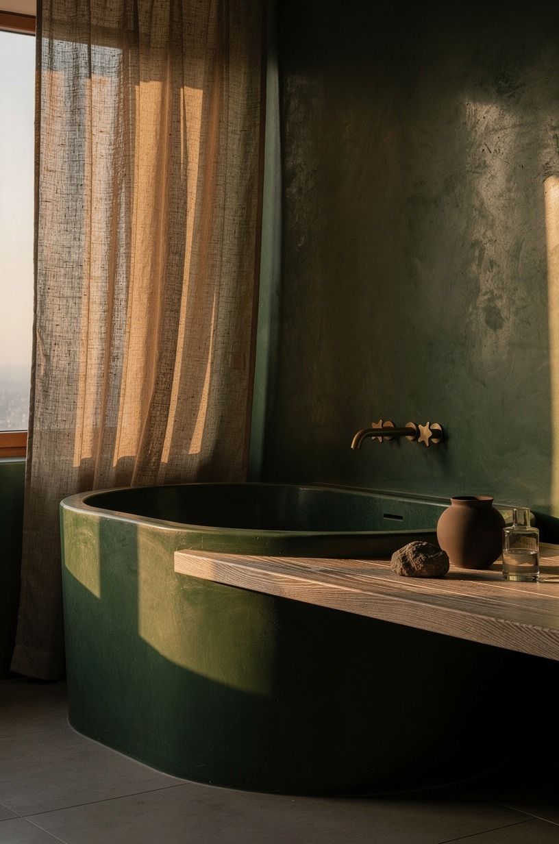 Shape a half wall beside the tub