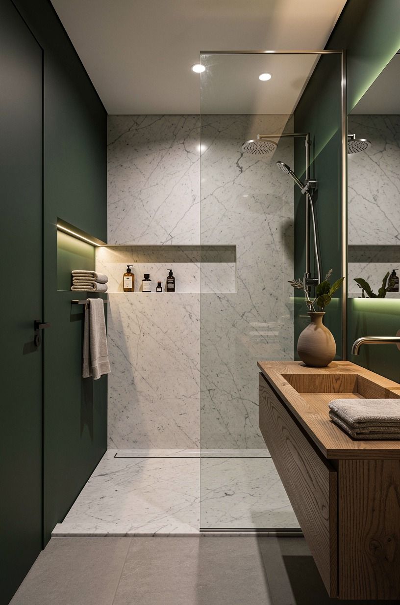 Add a 36 by 36 inch shower zone that feels open