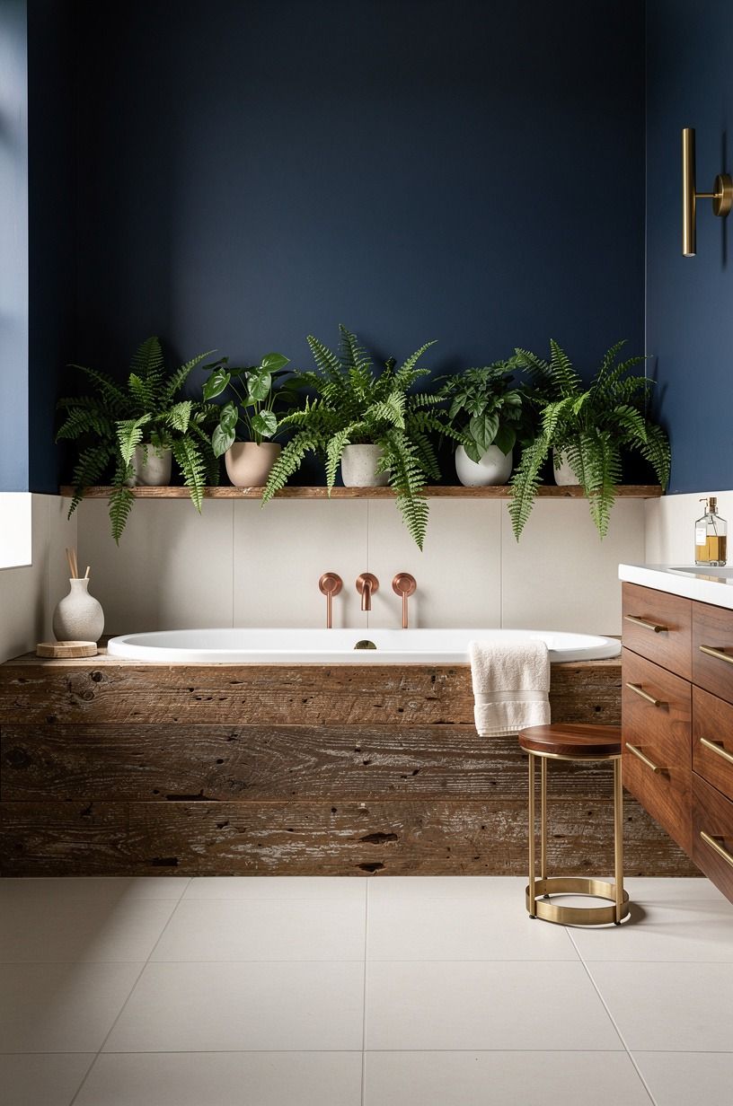 Build a fern ledge above the tub