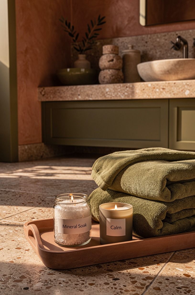 Build the Spa-Day Stack: tray plus salts plus candle