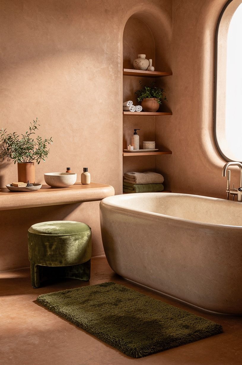 Choose limestone-look accessories over matching sets