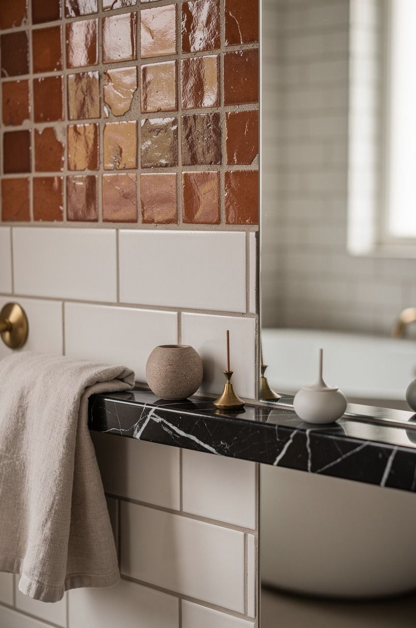 Create contrast with zellige over subway tile
