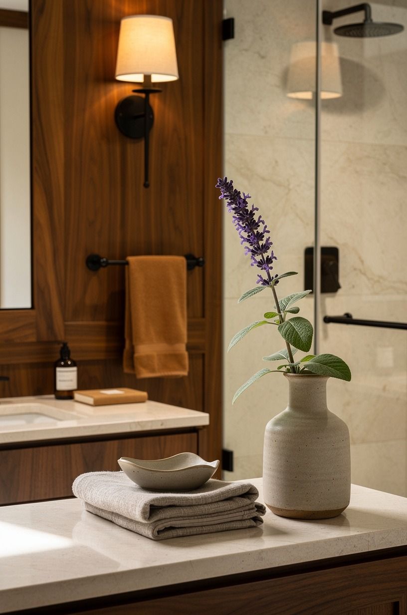 Finish with a Salvia in a Stoneware Jug