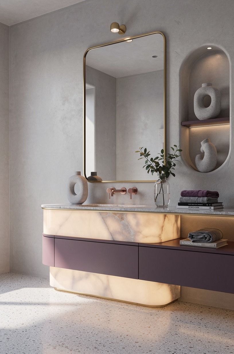 Frame the mirror with unlacquered brass