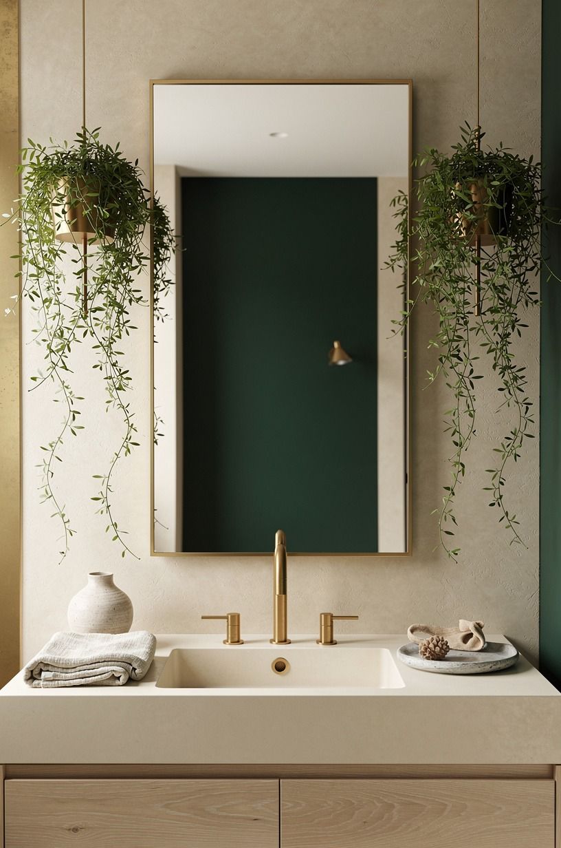 Frame your mirror with two trailing plants