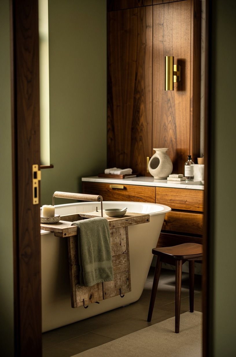 Hang a Rustic Caddy Off the Tub Edge