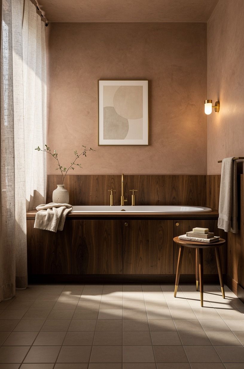 Hang a Small Frame Above the Tub for Vertical Balance