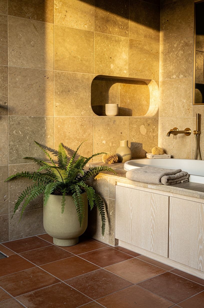 Let a bird’s nest fern soften hard tile