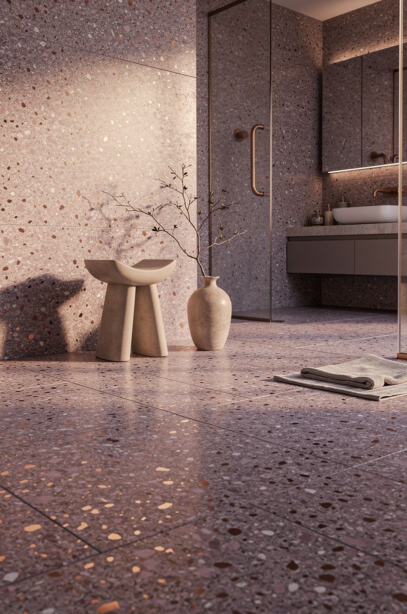 Limestone over porcelain: pick the floor that matches the wall