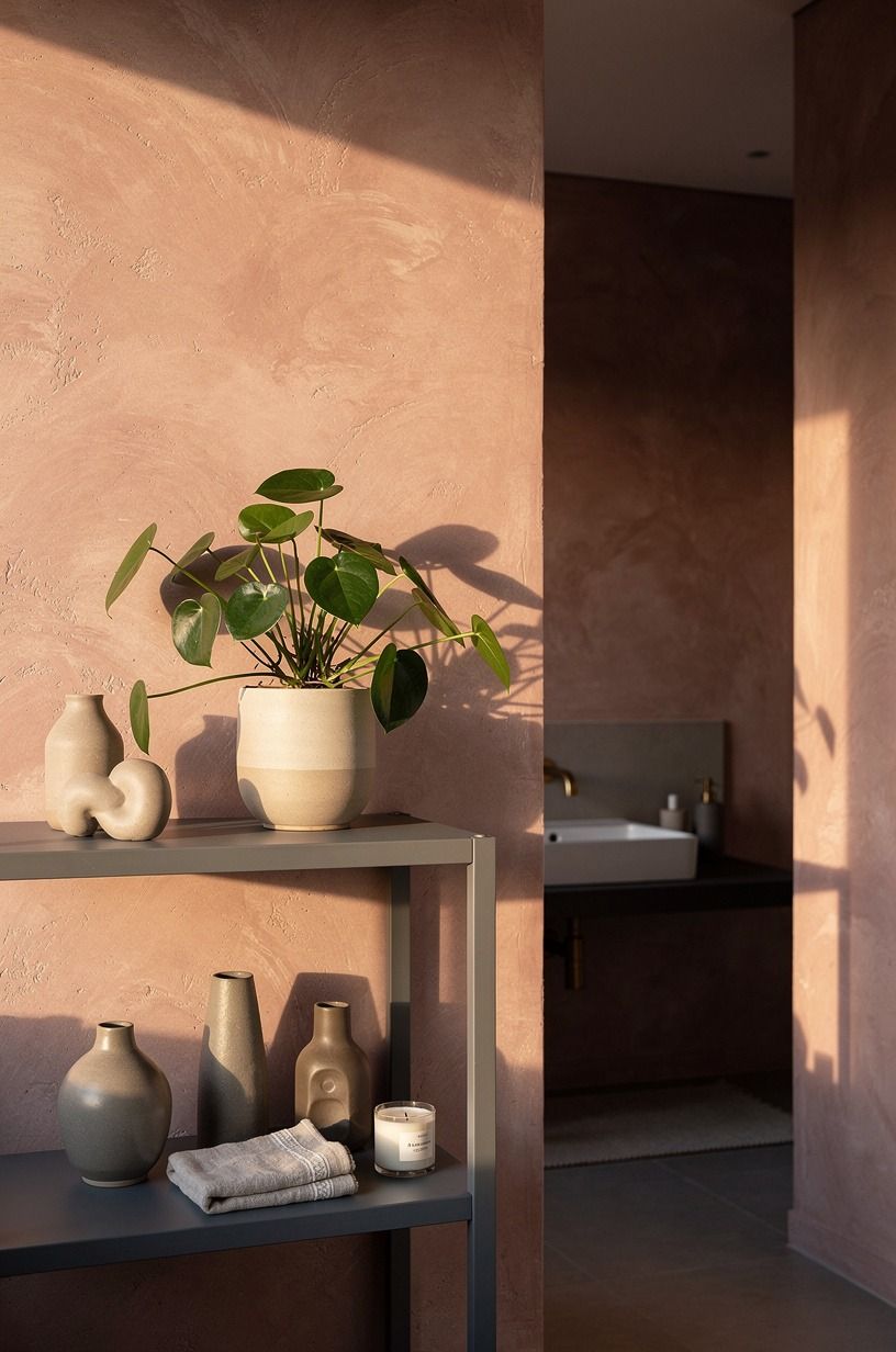 Make a painted shelf feel intentional with peperomia