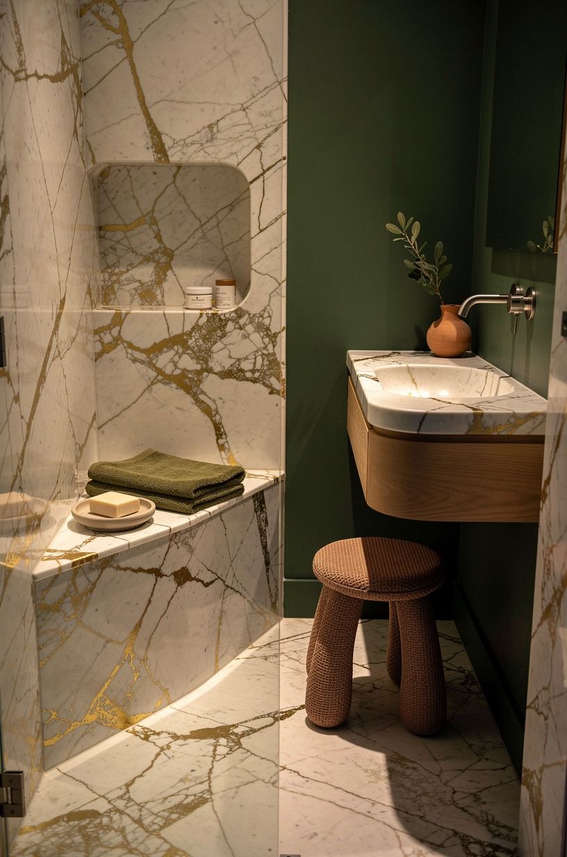 Make a tiny shower feel larger with one finish