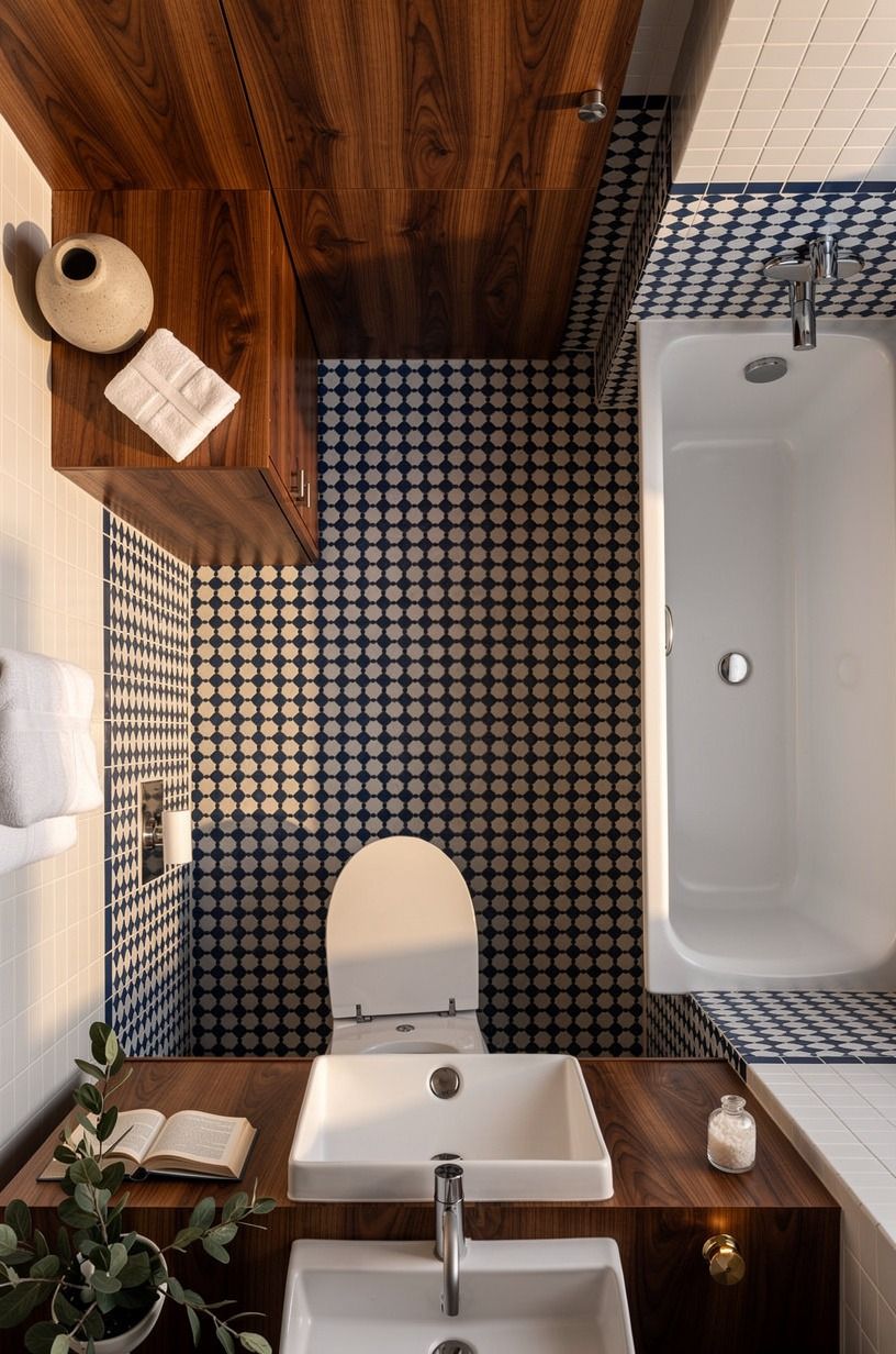 Mix zellige with hand-glazed ceramic in plain sight