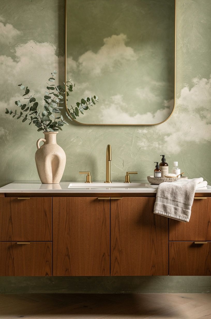 Paint a cloudy wash around the vanity