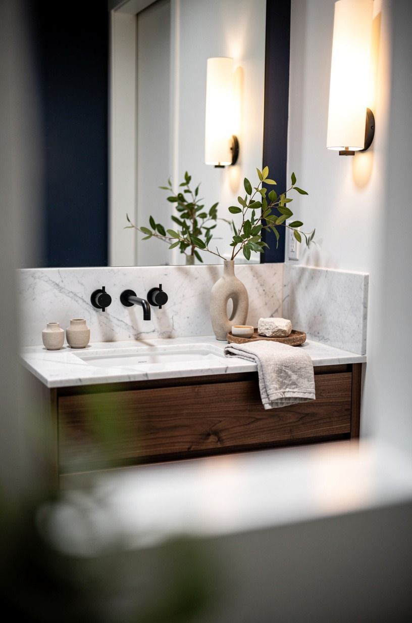 Try the Two-Wood Rule around your vanity