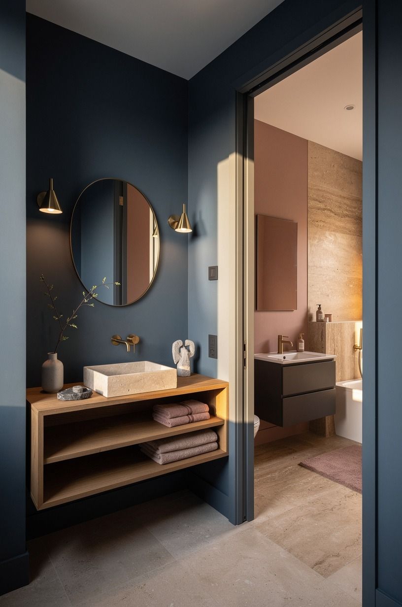Use Farrow & Ball Hague Blue in the powder room
