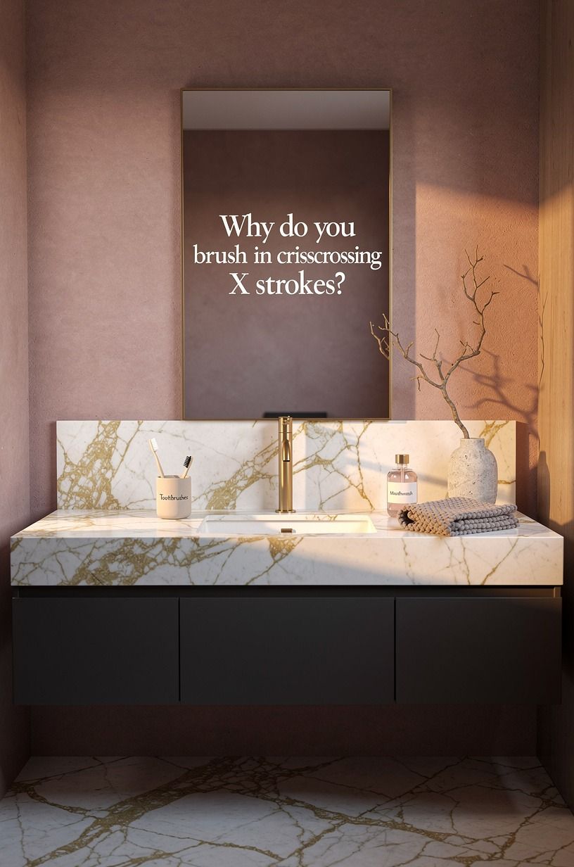 Why do you brush in crisscrossing X strokes?
