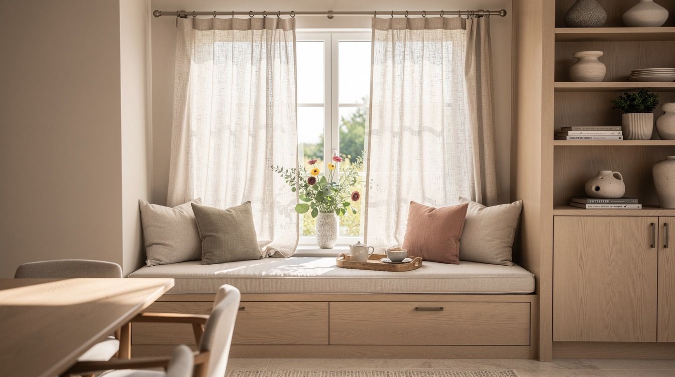 I Tried Softer Breakfast Nook Curtains, The Whole Corner Felt Cozy