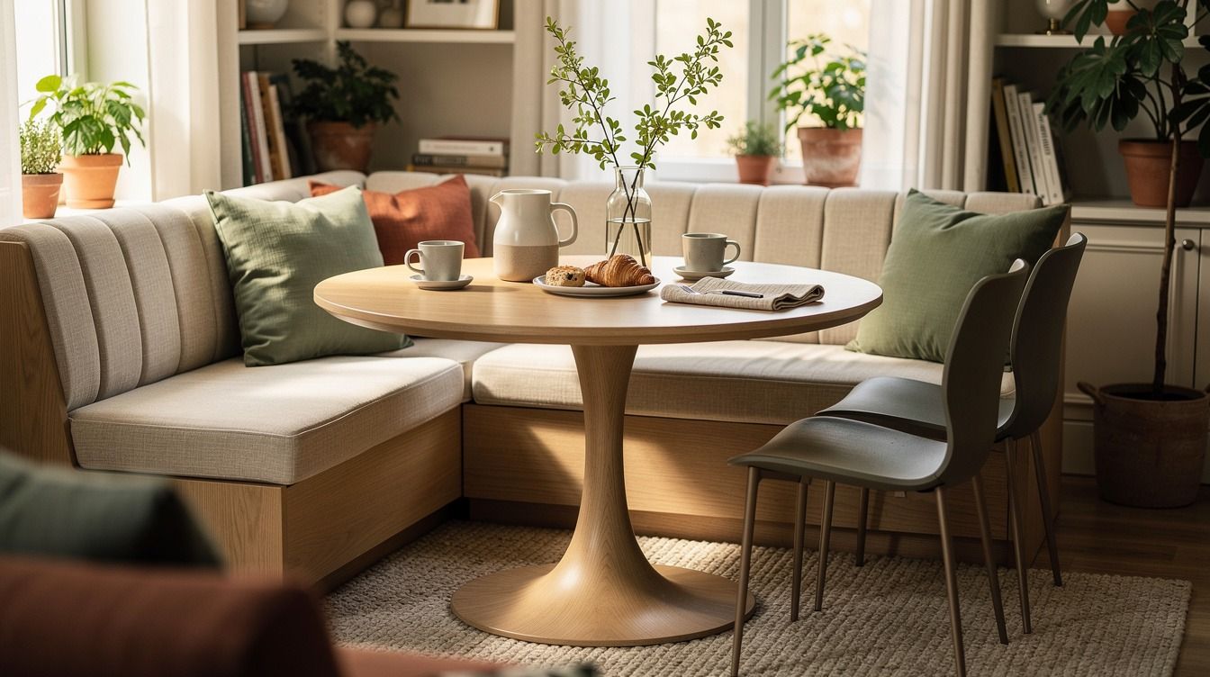 I Tried Breakfast Nook Table Ideas, A Round Built-In Space-Saving Table Won