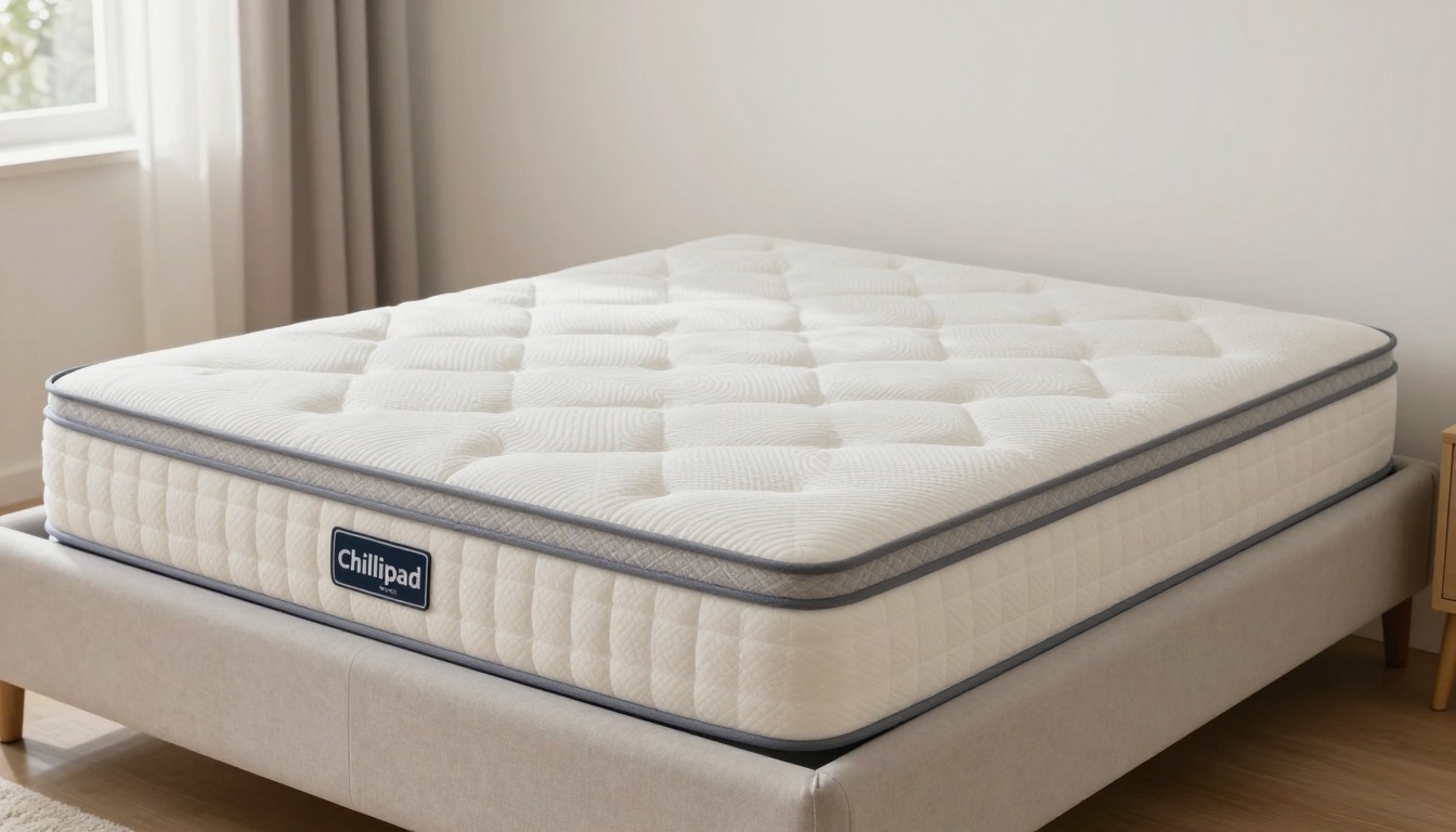 premium water-cooling bed dock system with control tower unit, elegant modern bedroom, cool tones, photorealistic 16:9