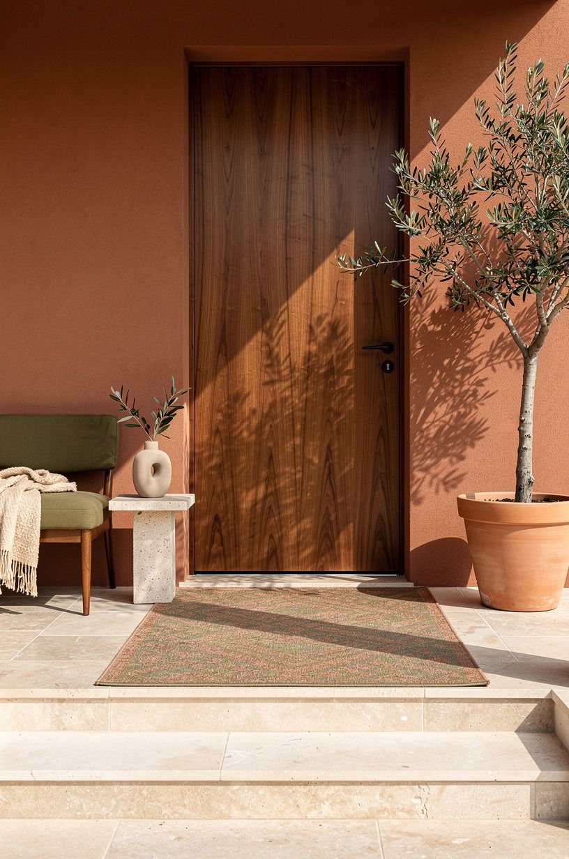 Anchor the threshold with a washable rug