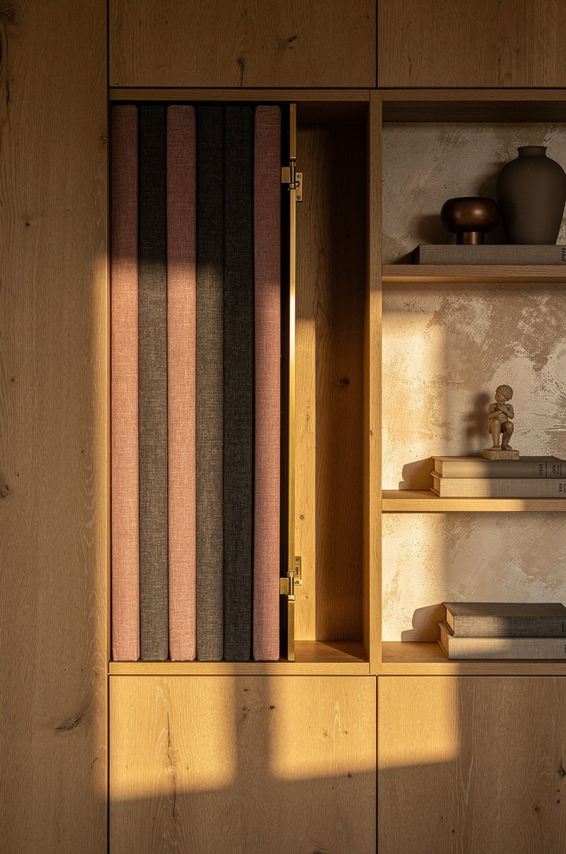 Layer a false book row on hinges