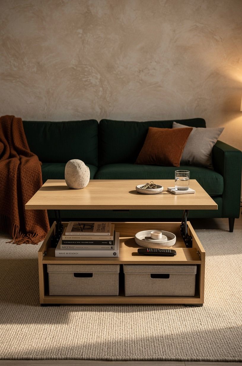 Create a lift top coffee table compartment