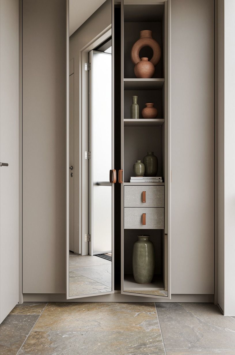 How do you hide pantry storage behind cabinet fronts?