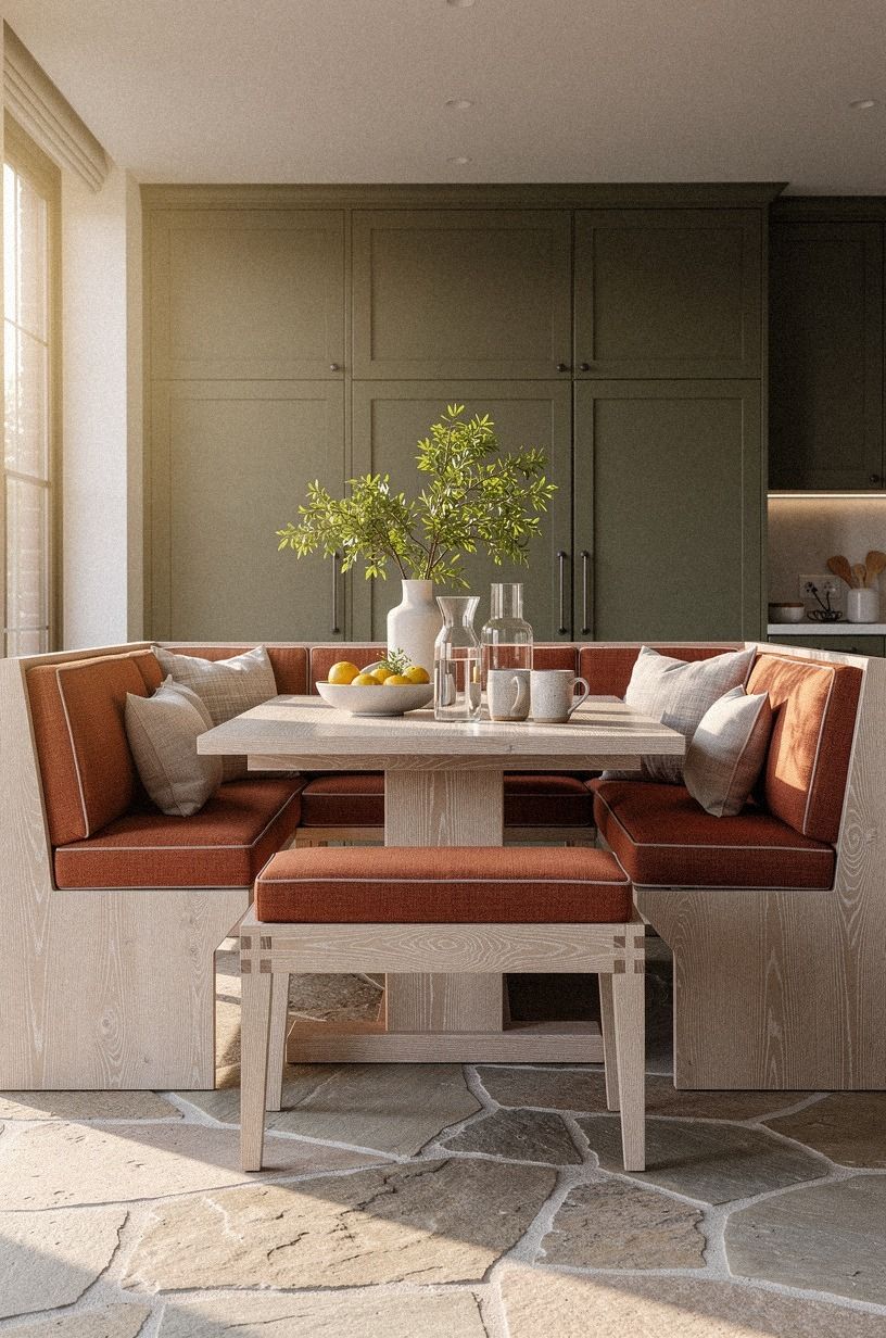 Build a wraparound banquette for family seating