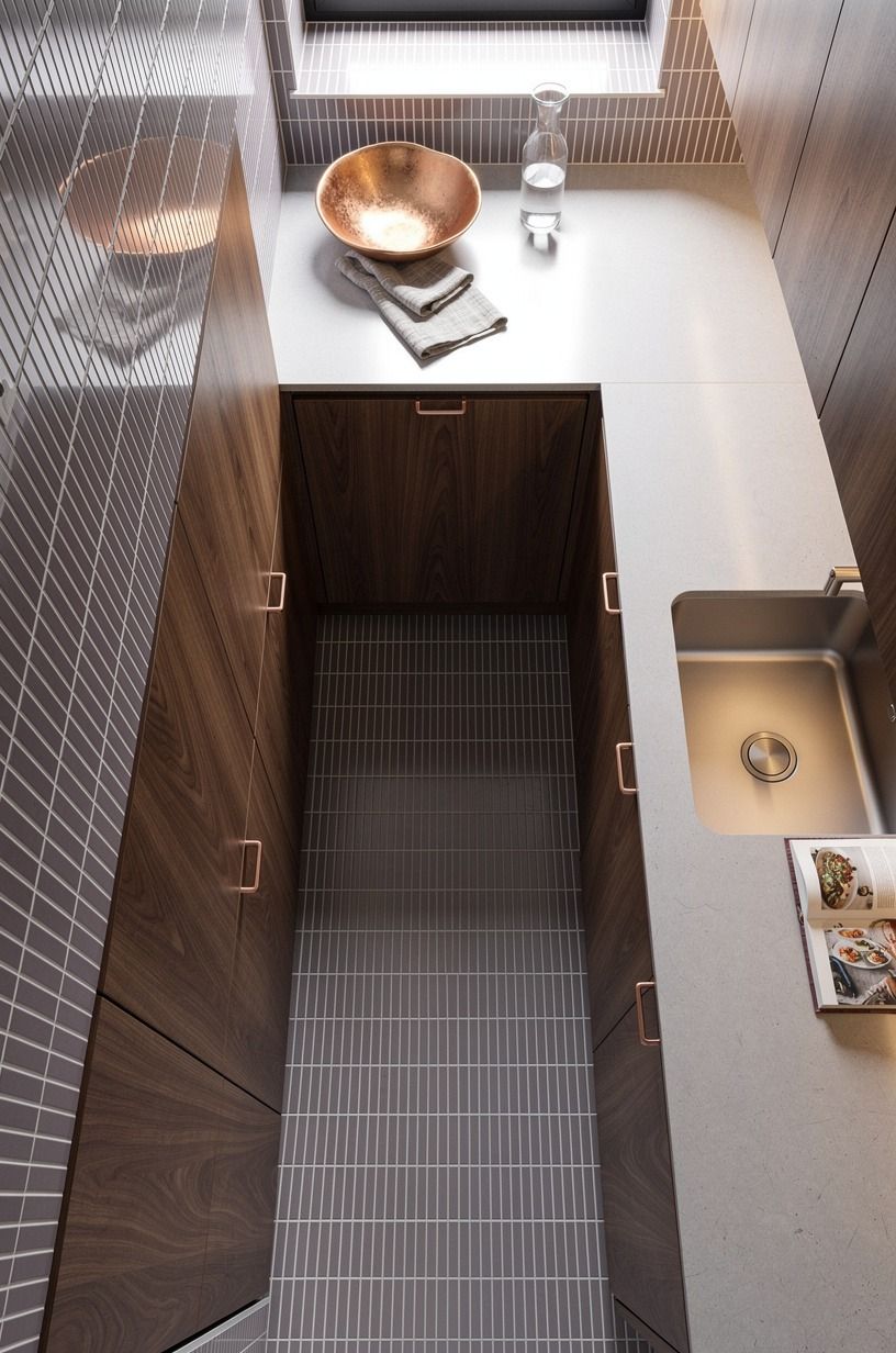 Wrap both walls in slim vertical tile