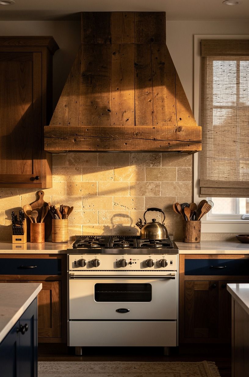 Frame the range with a chunky timber hood