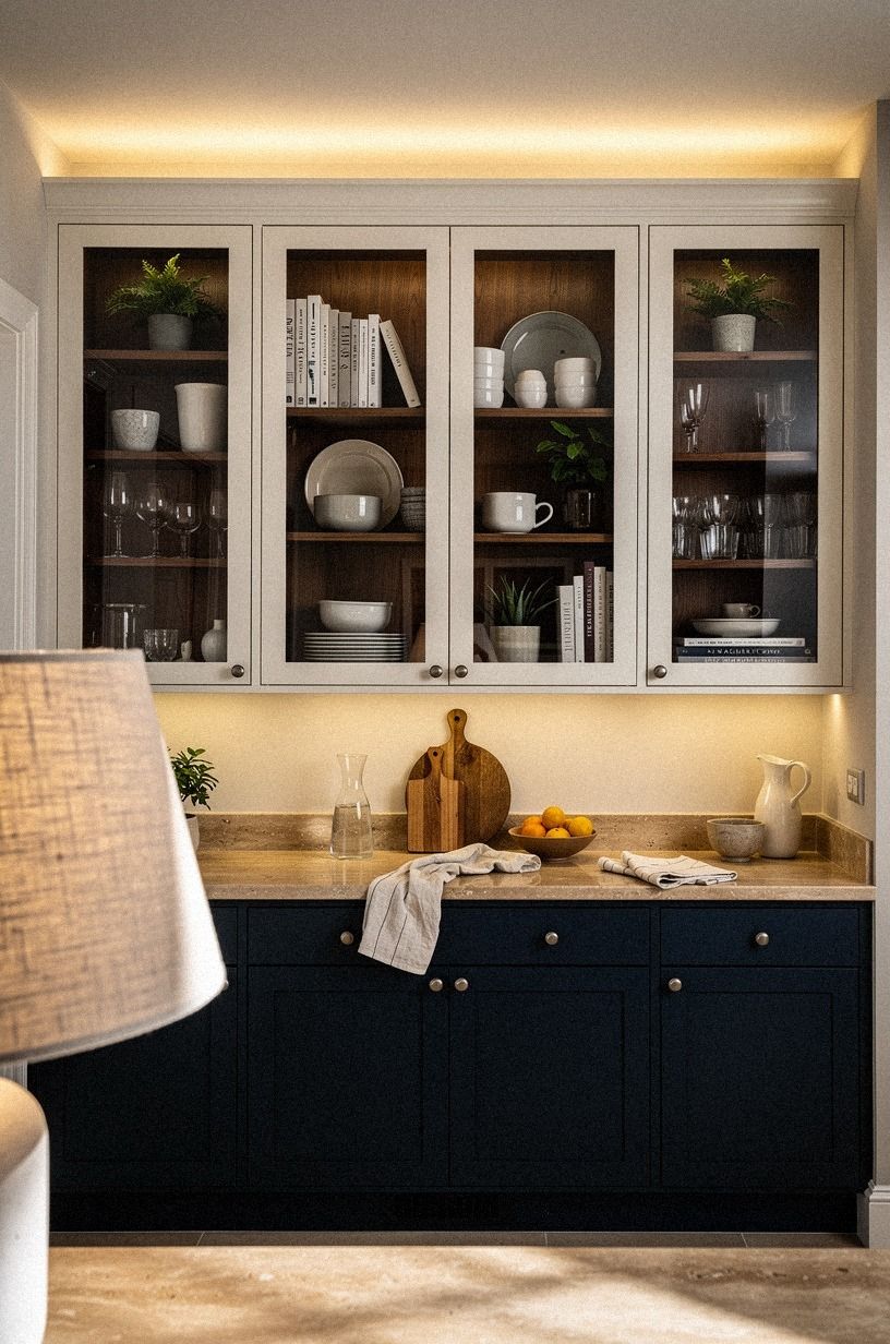 Run warm LED strips behind crown molding