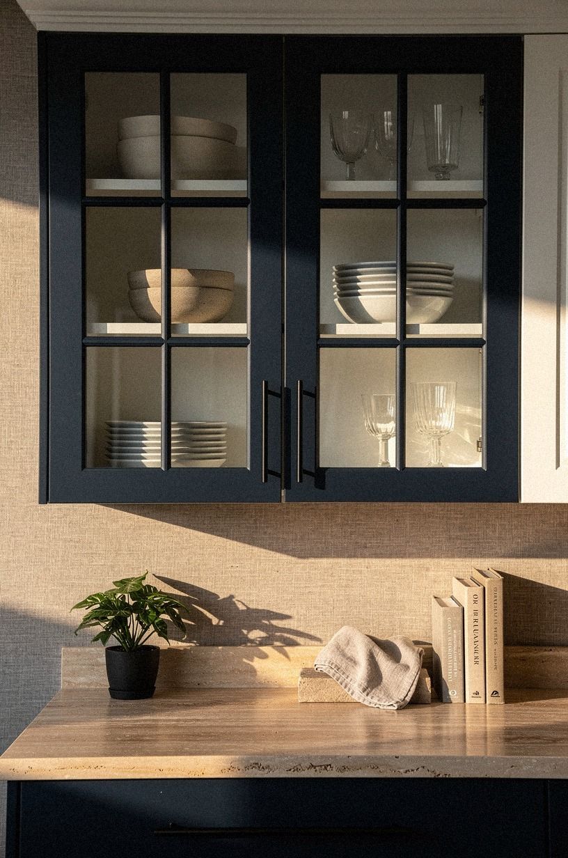 Black latches on divided glass uppers