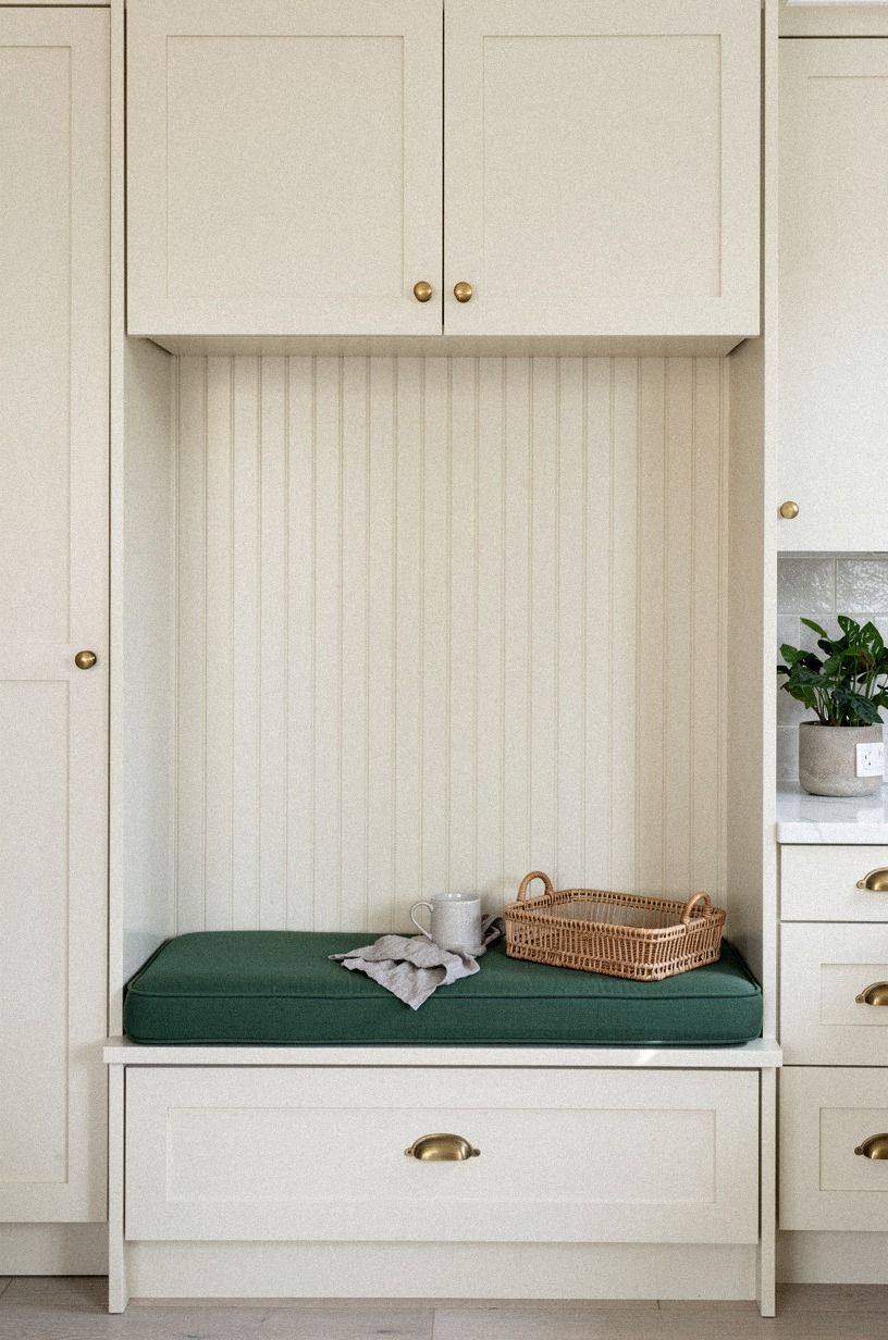 Frame the bench with painted beadboard panels