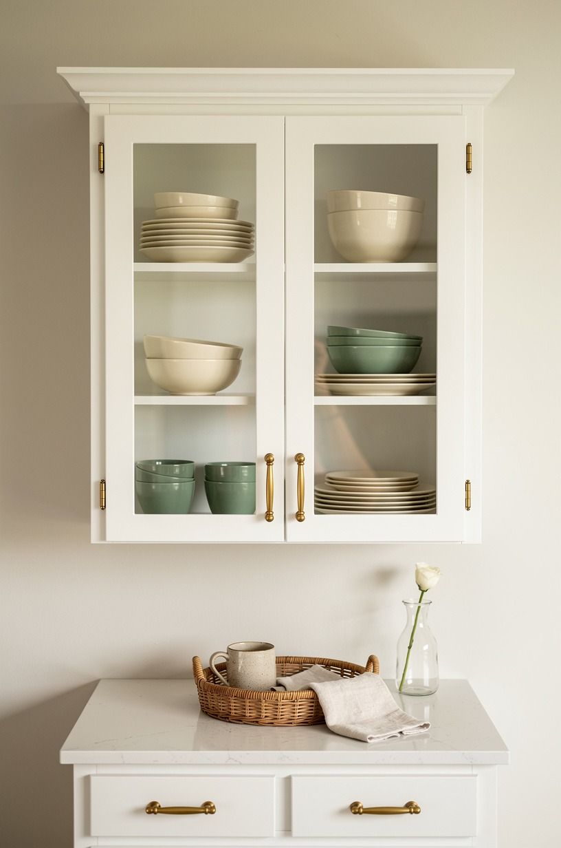 Install glass-front cabinets for everyday dishes