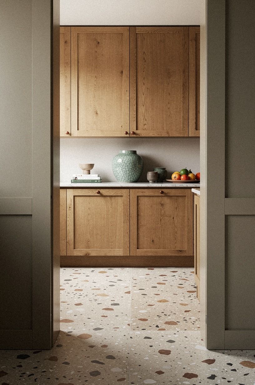 Glaze painted shaker doors with subtle taupe