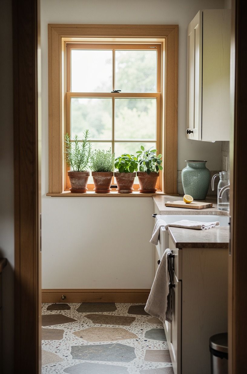Tuck herb pots along the sunny sill