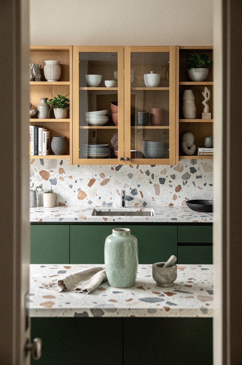 Float a glass-front hutch over the counter